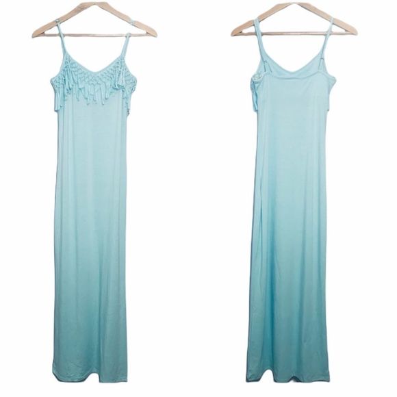 NWT Rebel Sky Fringe Maxi Dress S Bliss Blue - Picture 9 of 14